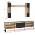 Ensemble meuble TV et étagères HOUSTON bois et noir 180 cm