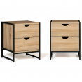 Lot de 2 tables de chevet DETROIT 2 tiroirs design industriel