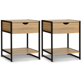 Lot de 2 tables de chevet DETROIT design industriel Lot de 2 tables de chevet DETROIT design industriel