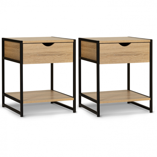 Lot de 2 tables de chevet DETROIT design industriel