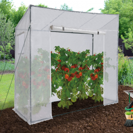 Serre de jardin blanche avec 2 fenêtres, porte zippée serre à tomates et serre d'hivernage