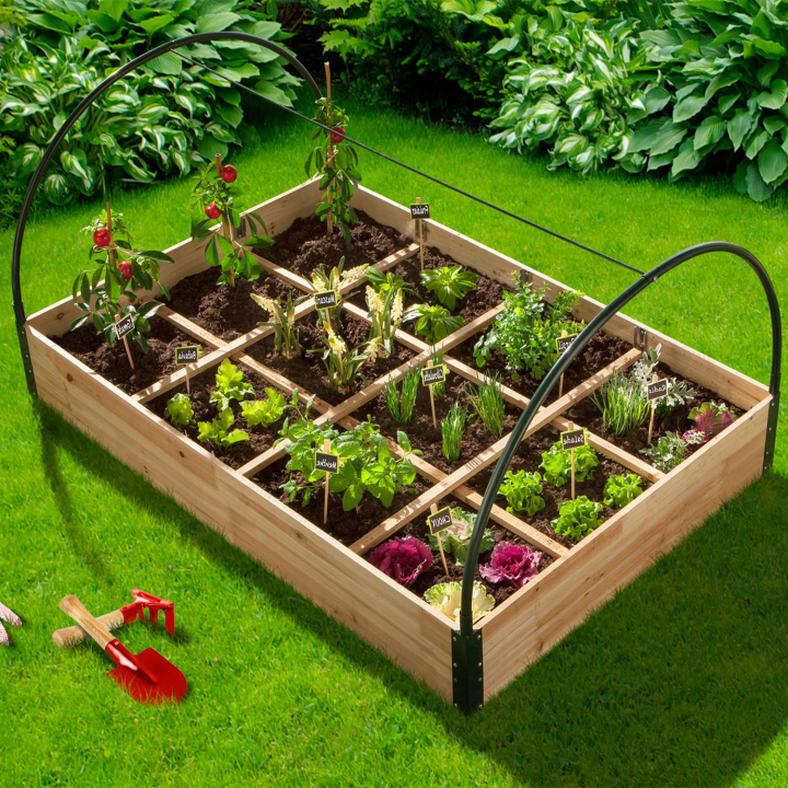 Carré potager 1,2x0.80 m 12 compartiments + housse serre chassis Carré potager 1,2x0.80 m 12 compartiments + housse serre chassis