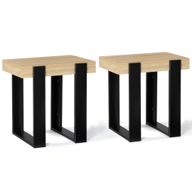 Lot de 2 tables de chevet PHOENIX bois clair et noir