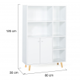 Bibliothèque 2 portes EMMIE scandinave bois blanc