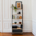 Etagère échelle scandinave KLARA bois façon hêtre et noir