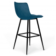 Lot de 4 tabourets de bar MADY en velours bleu