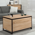 Table basse bar coulissante DETROIT avec coffre 90 cm design industriel