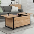 Table basse bar coulissante DETROIT avec coffre 90 cm design industriel