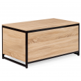 Table basse bar coulissante DETROIT avec coffre 90 cm design industriel