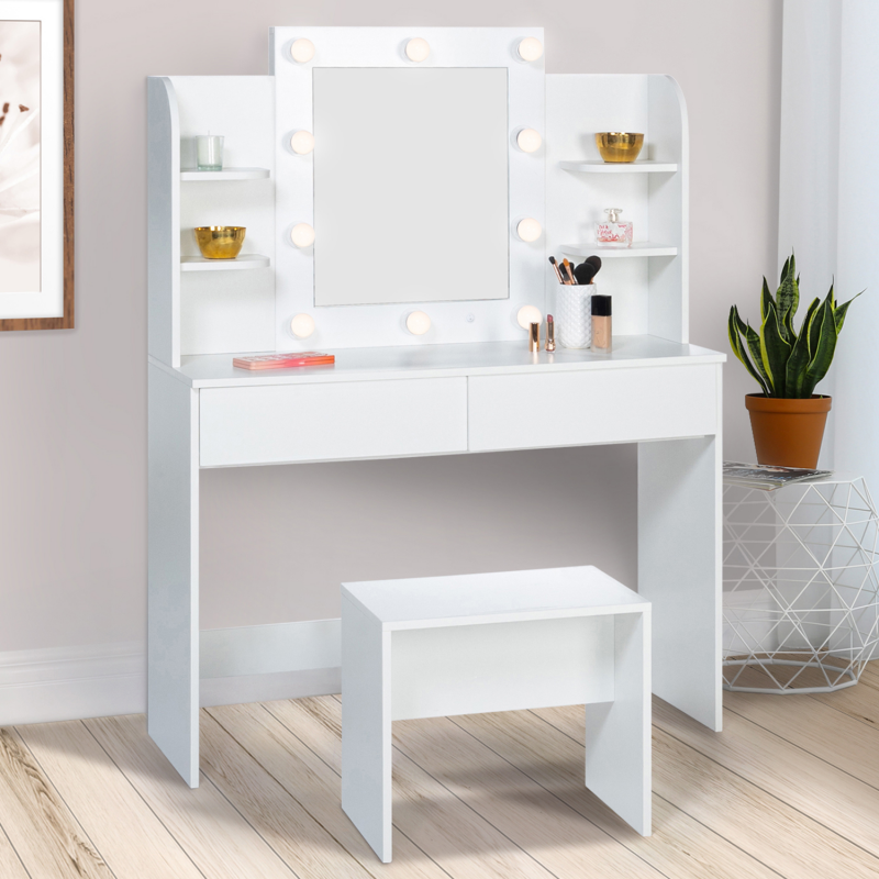 Meuble coiffeuse table de maquillage bois pour enfant avec