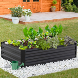 Carré potager en métal châssis rectangulaire grande capacité 115x80 CM gris anthracite