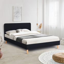14793 - Letto scandinavo nero a 2 posti 140x190 cm Lit double scandinave BALTA 140 x 190 CM tissu noir