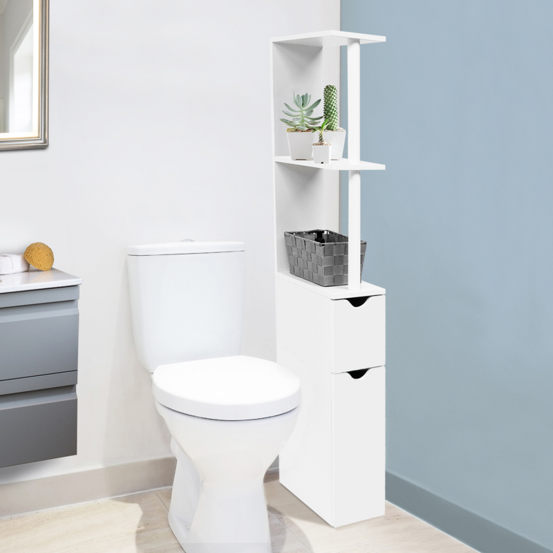 Meuble WC pas cher blanc avec 2 portes