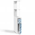 Meuble WC étagère WILLY 2 portes motif carreaux de ciment bleu