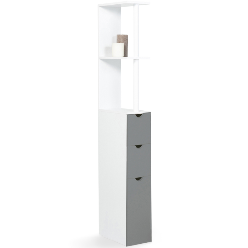Meuble WC 3 portes design industriel avec étagères - Achat & prix