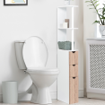 Meuble WC étagère bois WILLY 3 portes blanc et hêtre