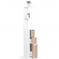 Meuble WC étagère WILLY bois 3 portes coloris hêtre gain de place pour toilettes