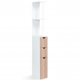 Meuble WC étagère WILLY bois 3 portes coloris hêtre gain de place pour toilettes