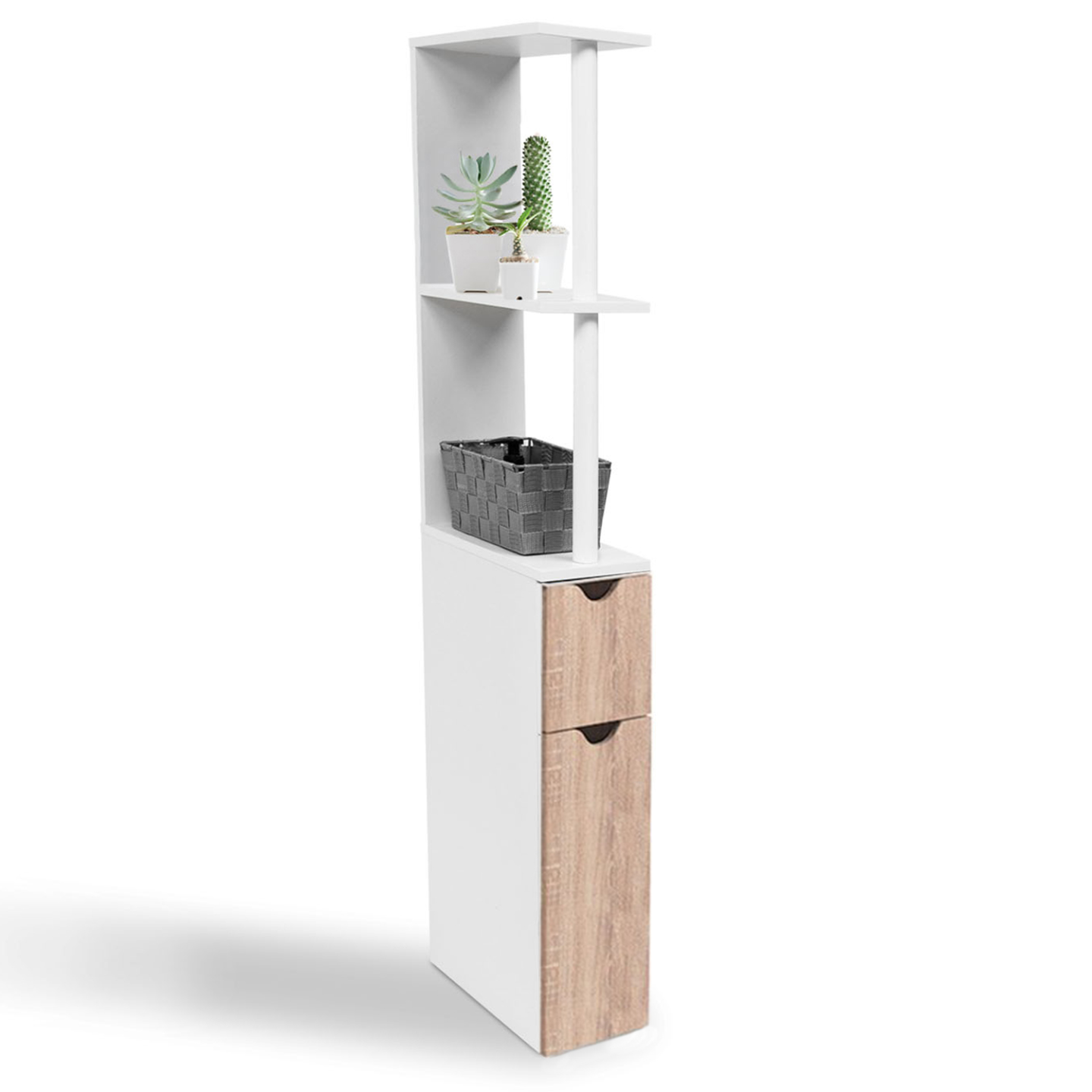 Meuble WC meuble dessus toilettes 2 portes étagère 3 niches porte-papier blanc