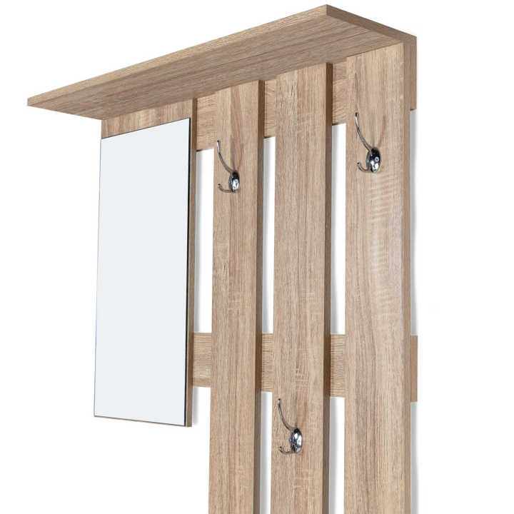 Vestiaire d'entrée avec miroir design hêtre portes noires Vestiaire d'entrée avec miroir design hêtre portes noires