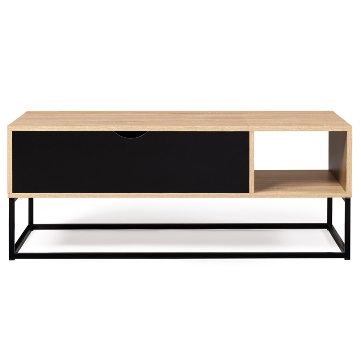 Table basse plateau relevable BOSTON avec rangements design industriel Table basse plateau relevable BOSTON avec rangements design industriel
