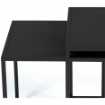 Lot de 2 tables basses gigognes DAVIS 40/45 en métal noir mat design industriel