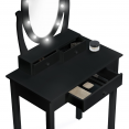 Coiffeuse BELLA bois noir avec miroir LED et tabouret