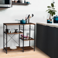 Meuble de rangement cuisine DAYTON étagères tablettes effet vieilli design industriel