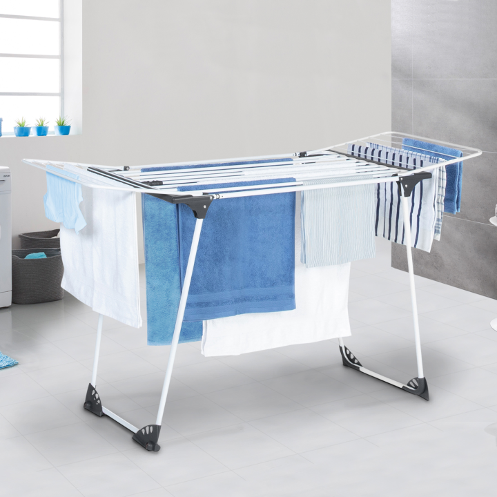 Séchoir à linge ULTRA gris et blanc étendoir extensible pliable Séchoir à linge ULTRA gris et blanc étendoir extensible pliable