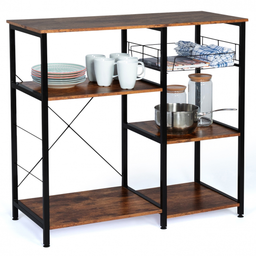 Meuble de rangement cuisine DAYTON étagères tablettes effet vieilli design industriel