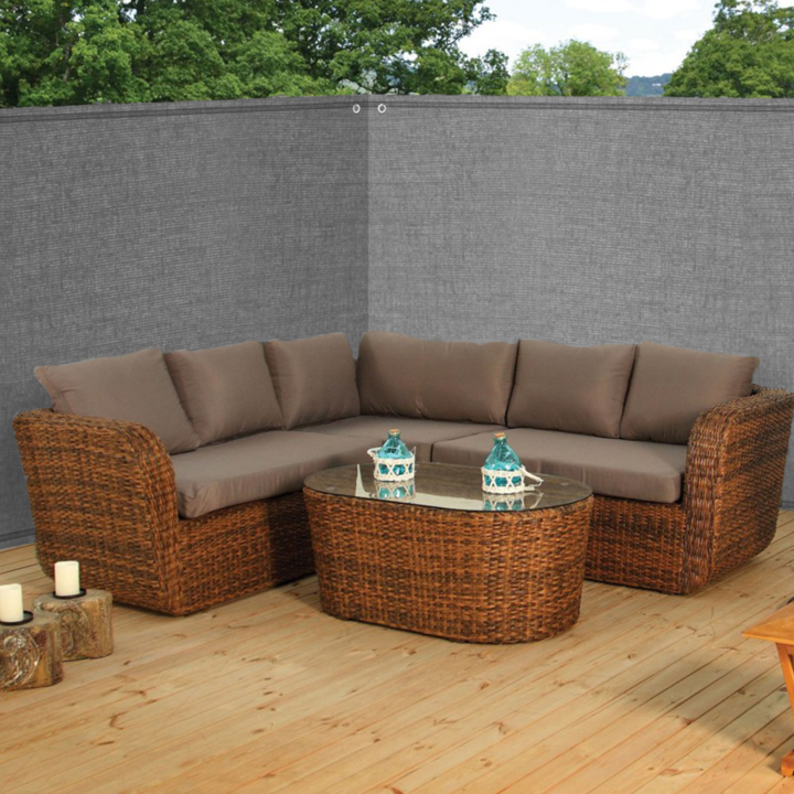 Brise vue renforcé 1,5 x 10 M gris clair 220 gr/m² luxe PRO Brise vue renforcé 1,5 x 10 M gris clair 220 gr/m² luxe PRO