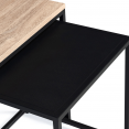 Lot de 2 tables basses gigognes DENTON 40/45 métal noir et bois design industriel