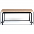 Lot de 2 tables basses gigognes DENTON 100/113 métal noir et bois design industriel