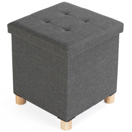 Coffre de rangement sur pied 38 cm tissu gris anthracite Coffre de rangement sur pied 38 cm tissu gris anthracite