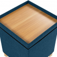 Coffre de rangement sur pied 38 cm tissu bleu canard