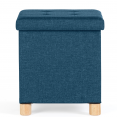 Coffre de rangement sur pied 38 cm tissu bleu canard