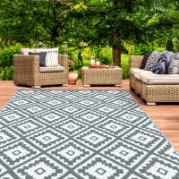 Tapis Extérieur BAHAMAS Terracotta 180x280cm - Polypropylène, Anti-UV, Motifs Géométriques