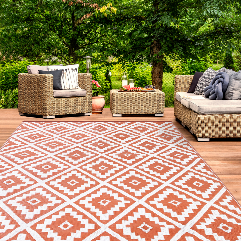 Tapis D'Extérieur Terrasse Balcon Motif fleurs