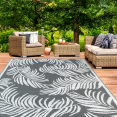 Tapis extérieur COCO tropical gris et blanc 270 x 370 CM