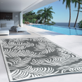 Tapis extérieur COCO tropical gris et blanc 270 x 370 CM