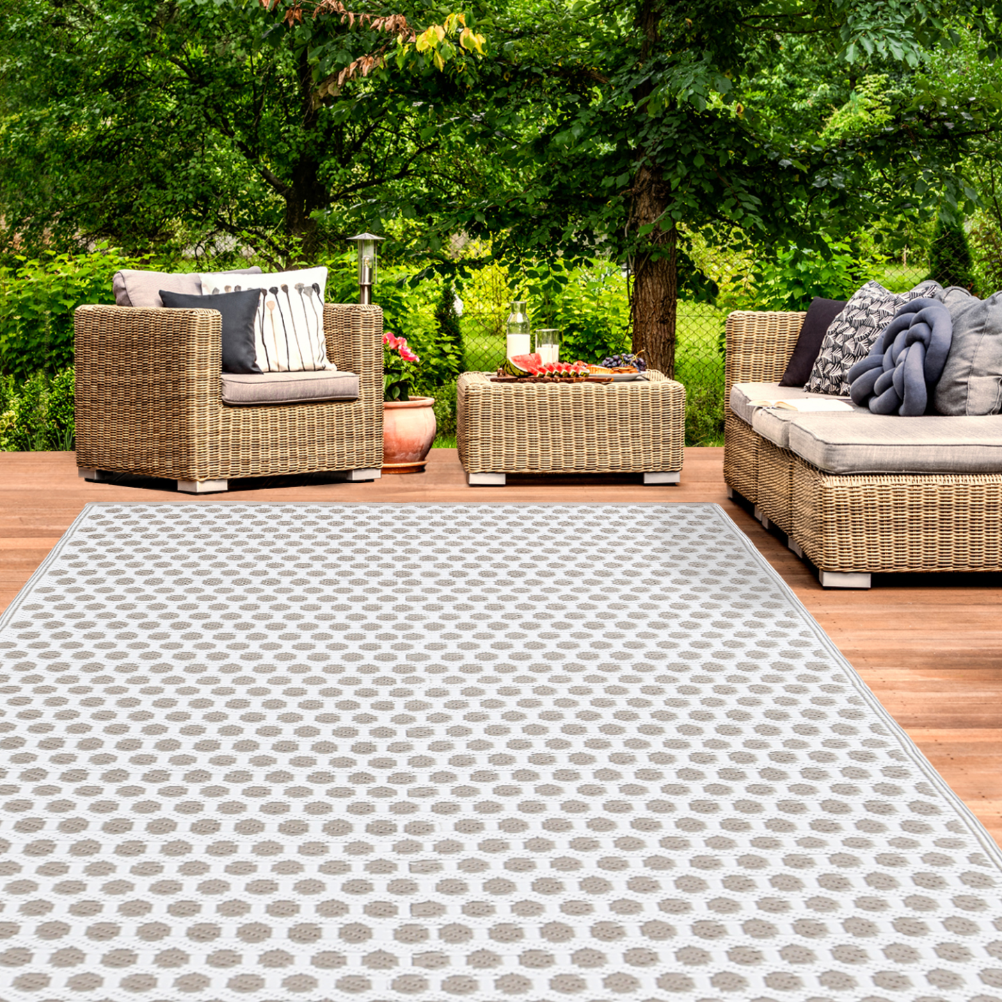 Tapis Extérieur Réversible Famibay - Vert Gazon 150x245 Cm - Feuillage Tendance