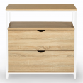 Commode 2 tiroirs DETROIT design industriel avec étagère bois et métal blanc