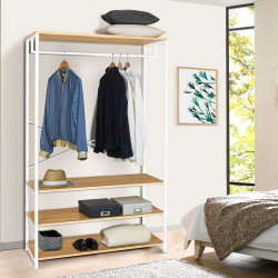 14830 - Armadio industriale bianco 100 cm Dressing large DETROIT design industriel bois et métal blanc