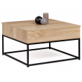 Table basse carrée plateau relevable DETROIT design industriel