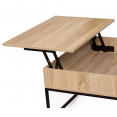 Table basse carrée plateau relevable DETROIT design industriel