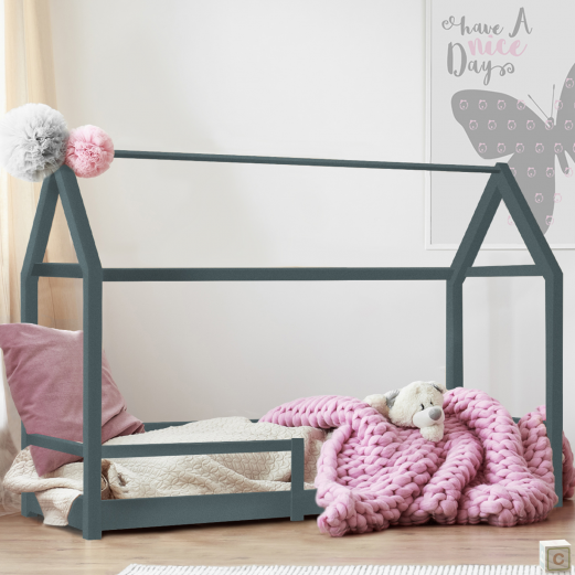 Lit cabane enfant 80 x 160 cm neree blanc avec sommier et