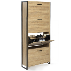13955 - Armoire à chaussures industrielle 4 portes Meuble à chaussures LUIS 4 portes design industriel