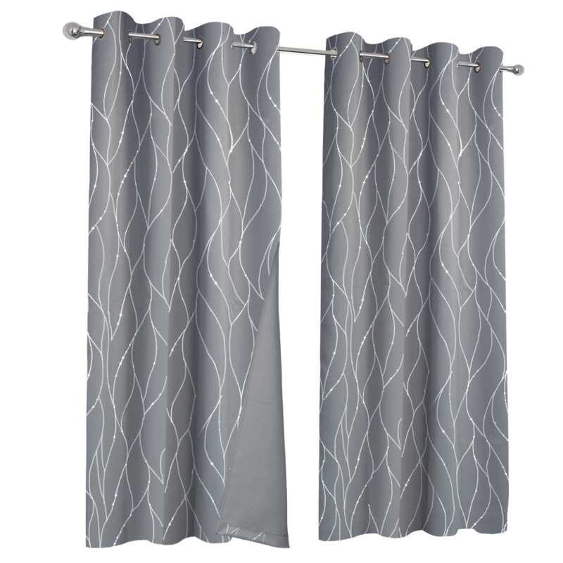 Rideaux thermiques à motifs gris anthracite 140x240 cm - Lot de 2