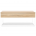 Table basse plateau relevable DETROIT design industriel bois et métal blanc