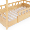 Lit cabane enfant 80 x 160 CM NEREE bois avec sommier et barrières